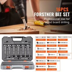 Forstner-puuporanteräsarja 16 kpl hiiliteräs 6,4–41,3 mm puulle ja komposiittilevyille