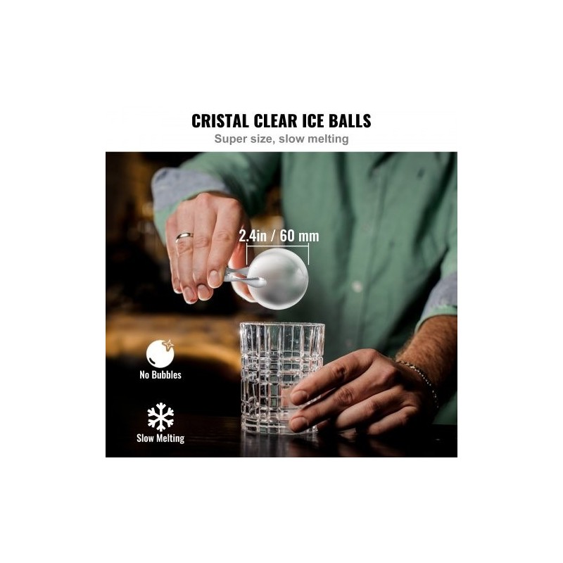 Jääpallomuotti silikoninen 4 kappaletta halkaisija 6 cm kirkkaat jääpallot säilytyspussi jääpihdit