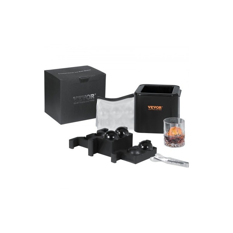 Jääpallomuotti silikoninen 4 kappaletta halkaisija 6 cm kirkkaat jääpallot säilytyspussi jääpihdit