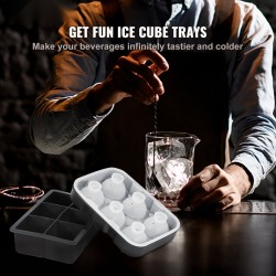 Silikoninen jäämuottisetti 2 muottia 6 kpl/muotti 4,3 cm pallot 5 cm kuutiot