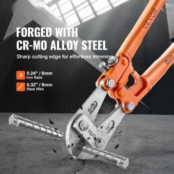 Pulttileikkuri 45,7 cm kromimolybdeeniteräs säädettävä leukaväli kaksikomponenttinen pehmeä kumikahva