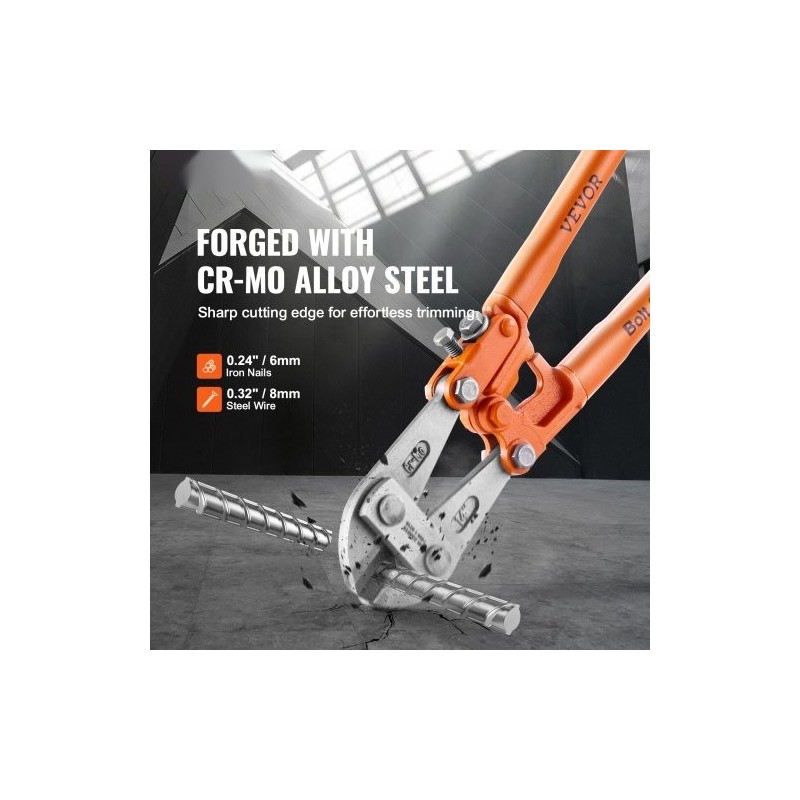 Pulttileikkuri 45,7 cm kromimolybdeeniteräs säädettävä leukaväli kaksikomponenttinen pehmeä kumikahva