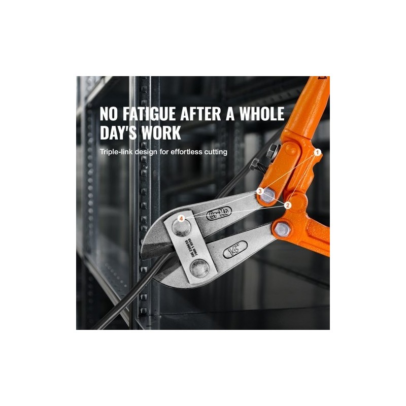 Pulttileikkuri 45,7 cm kromimolybdeeniteräs säädettävä leukaväli kaksikomponenttinen pehmeä kumikahva