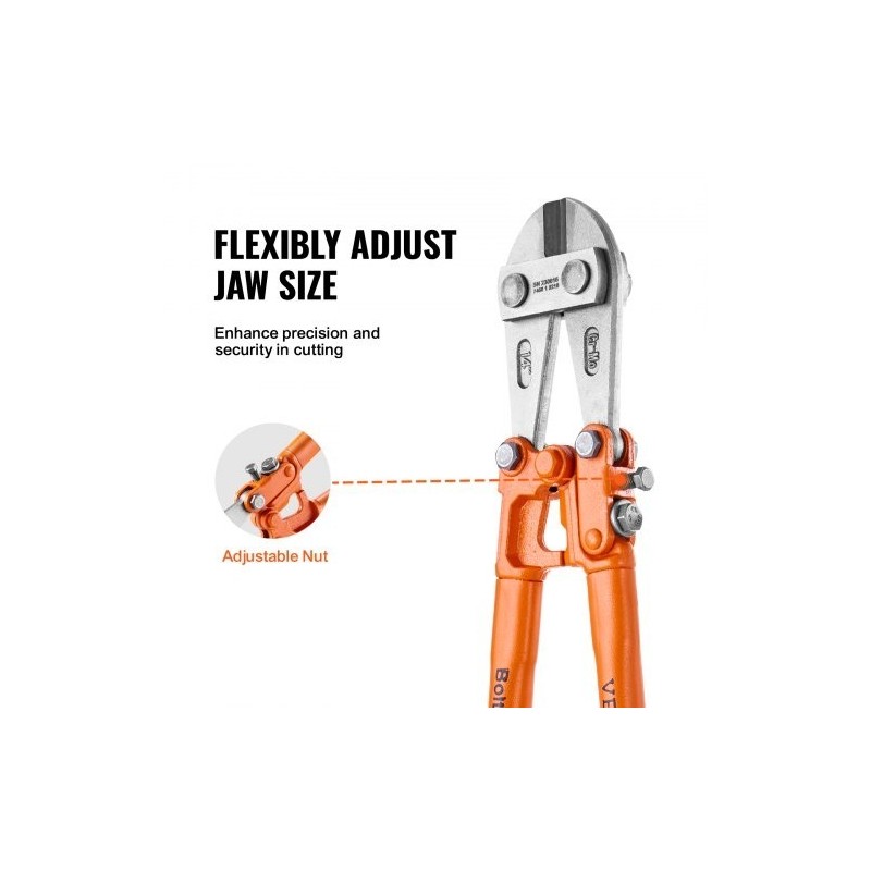 Pulttileikkuri 45,7 cm kromimolybdeeniteräs säädettävä leukaväli kaksikomponenttinen pehmeä kumikahva