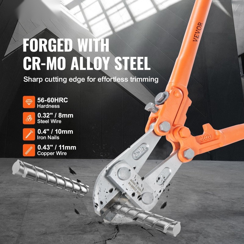 Pulttisakset 61 cm kromi-molybdeenileuat pehmeä kumikahva tangoille ja kaapeleille