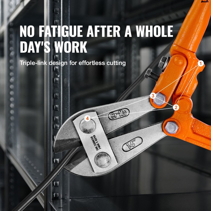 Pulttileikkuri 350 mm lämpökäsitellyt kromi-molybdeeniteräksiset terät pehmeä kumikahva säädettävä leukaväli