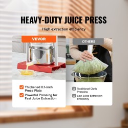 Hedelmä- ja viinipuristin ruostumatonta terästä 2 l 2 säiliötä T-kahvalla