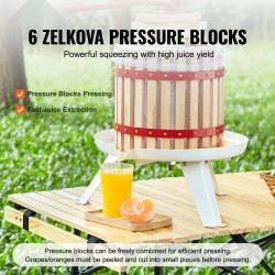 Hedelmä- ja viinipuristin 6,4 l käsikäyttöinen zelkova puukorilla