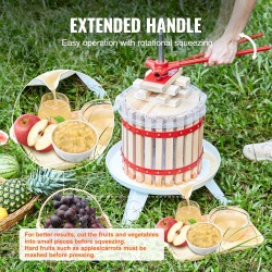 Hedelmä- ja viinipuristin käsikäyttöinen 16,7 l zelkova-puukori 8 erillisellä puupalalla