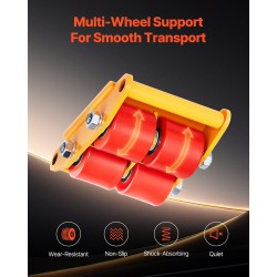 Koneenalustavaunu hiiliteräs 6 tonnin kantavuus neljällä PU-pyörällä 360 asteen pyörölevyllä