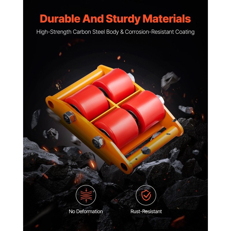 Siirtovaunusarja neljällä polyuretaanipyörällä hiiliterästä kahdeksan tonnin kantavuus