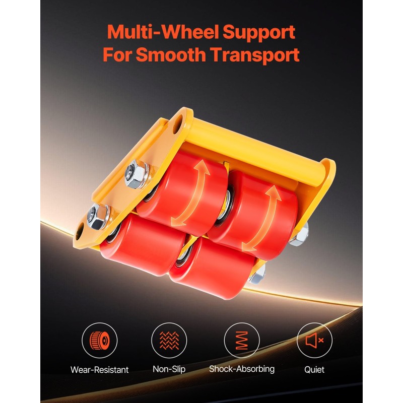 Siirtovaunusarja neljällä polyuretaanipyörällä hiiliterästä kahdeksan tonnin kantavuus