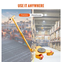 Hiiliteräksinen koneiden siirtovaunu 3 t kantavuudella kolmella 360-asteen polyuretaanipyörällä irrotettavalla kahvalla