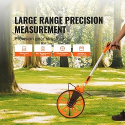 Mittapyörä ABS ja alumiinioksidi teleskooppivarrella 317,5 mm mittausalue 0–9999,9 m mekaanisella laskurilla