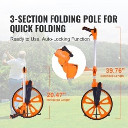 Mittapyörä ABS ja alumiinioksidi teleskooppivarrella 317,5 mm mittausalue 0–9999,9 m mekaanisella laskurilla