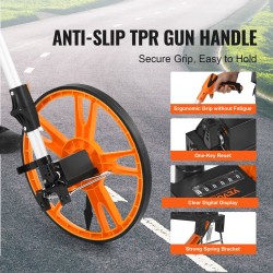 Mittapyörä 317 mm teleskooppivarsi 100–40 cm muovi alumiinioksidi mekaaninen laskuri takakassi