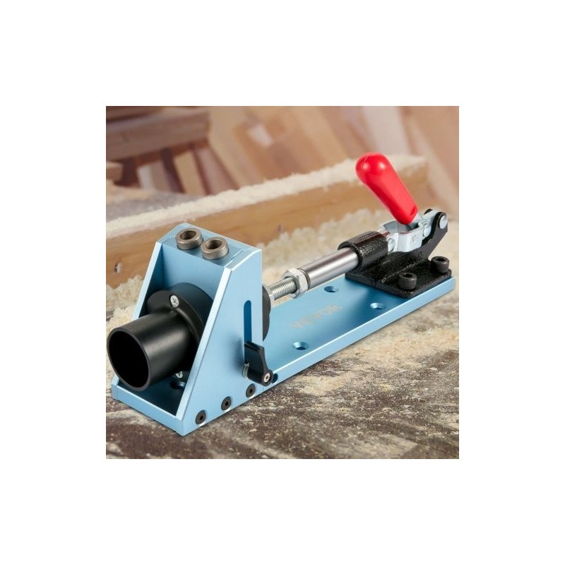 Taskureikäporausjigi eloksoitu alumiini 2 porareikää säädettävä syvyys pölynpoistoliitännällä