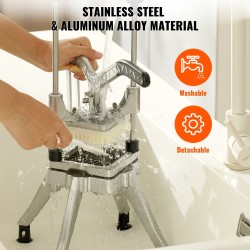 Vihannes- ja hedelmäsilppuri ammattikäyttöön alumiiniseosrunko 304-ruostumaton teräs 0,64 cm kuutiot