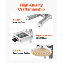 Vipumallinen ranskanperunaleikkuri ruostumattomasta teräksestä 3 vaihdettavaa terälevyä ja mehuterä