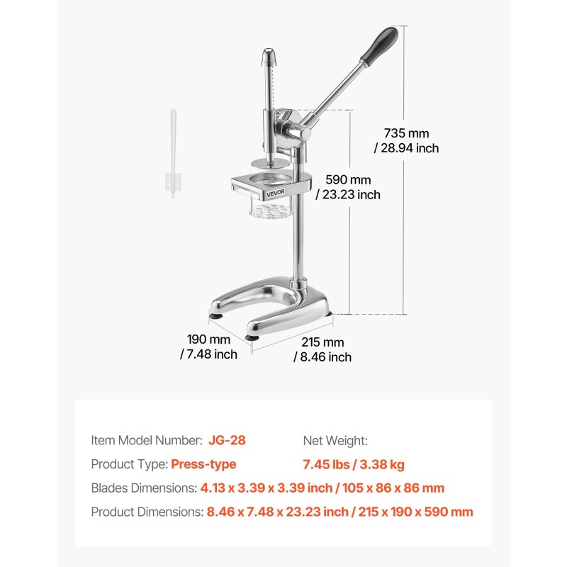 Puristustyyppinen ranskanperunaleikkuri ruostumatonta terästä 590 millimetriä korkea ravintoloihin ja kotiin