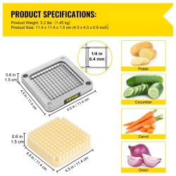 Vaihtoteräpakkaus ruostumatonta terästä alumiiniseosrungolla 1/4 tuumaa 3 kpl ranskanperunaleikkuriin