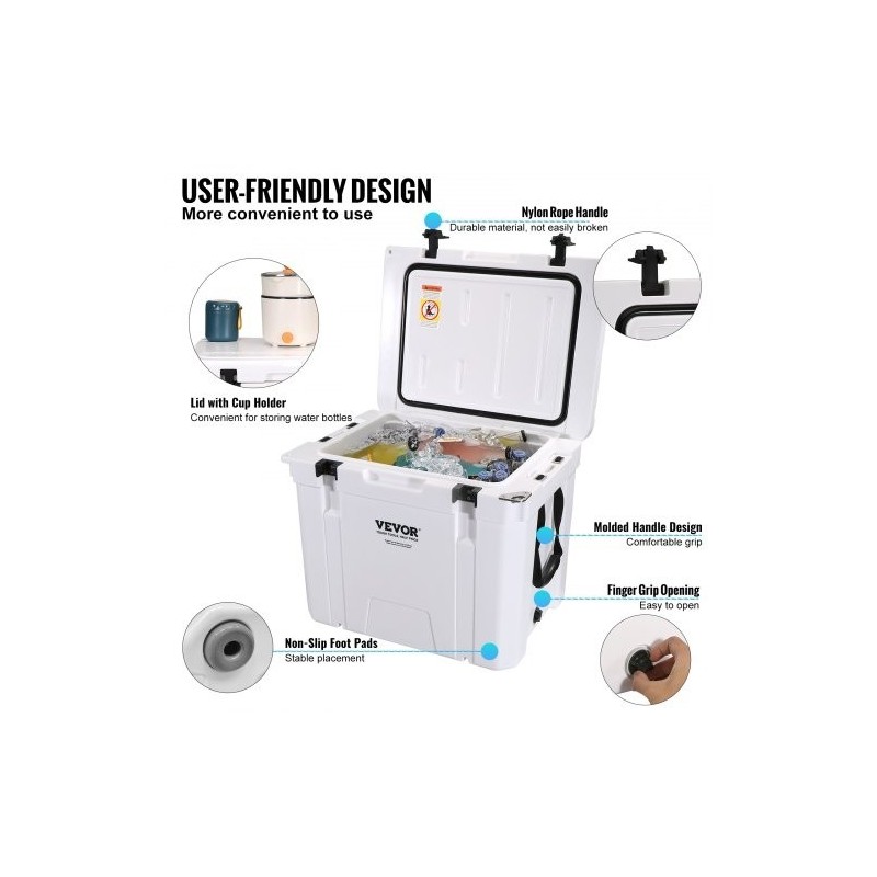 Muovinen kovarunkoinen 45 kvartin kylmälaukku 45 tölkille pitää jään 6 päivää