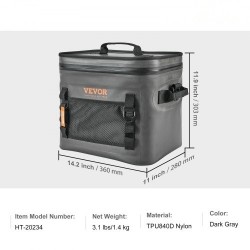 Pehmeäseinämäinen eristetty vesitiivis kylmälaukku 24 tölkille tummanharmaa