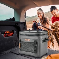 Pehmeäseinämäinen eristetty vesitiivis kylmälaukku 24 tölkille tummanharmaa