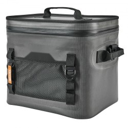 Pehmeäseinämäinen eristetty vesitiivis kylmälaukku 24 tölkille tummanharmaa