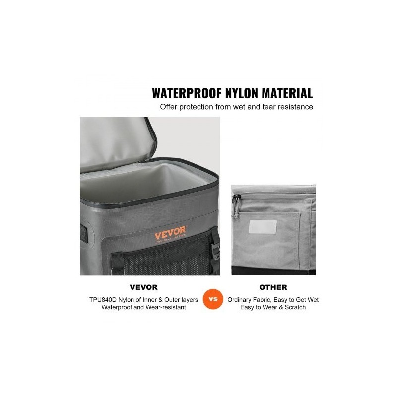 Pehmeä kylmälaukku TPU840D-nailon eristetty vedenpitävä 30 tölkkiä koko 360x280x395 mm ulkoiluun