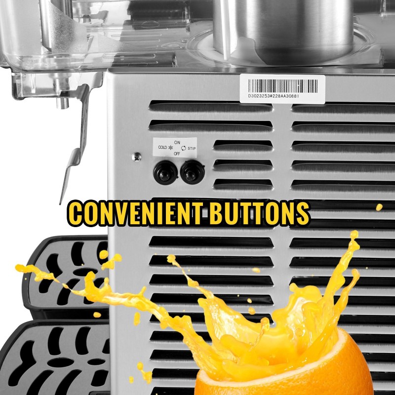 Kylmäjuoma-annostelija 2 säiliötä 12 l BPA-vapaat polykarbonaattisäiliöt ruostumaton teräsrunko ammattikäyttöön