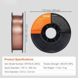 MIG-hitsauslanka kiinteä ER70S-6 0,8 mm 5 kg vähäroiskeinen suojakaasuhitsaukseen hiiliteräkselle