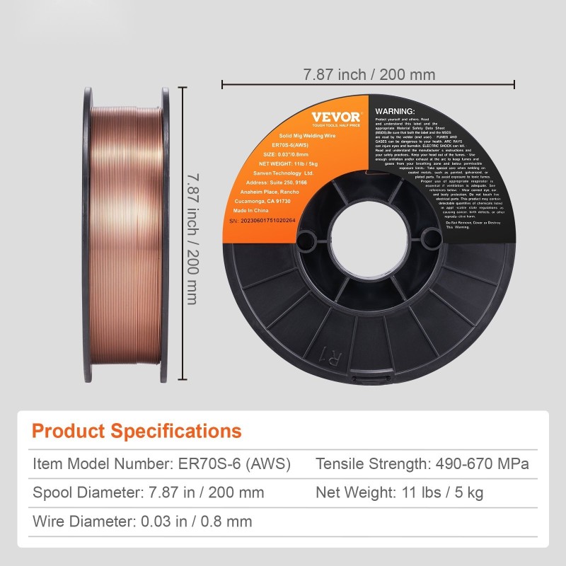MIG-hitsauslanka kiinteä ER70S-6 0,8 mm 5 kg vähäroiskeinen suojakaasuhitsaukseen hiiliteräkselle
