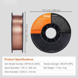 Kiinteä MIG-hitsauslanka ER70S-6 0,9 mm hiiliteräkselle 5 kg kelalla