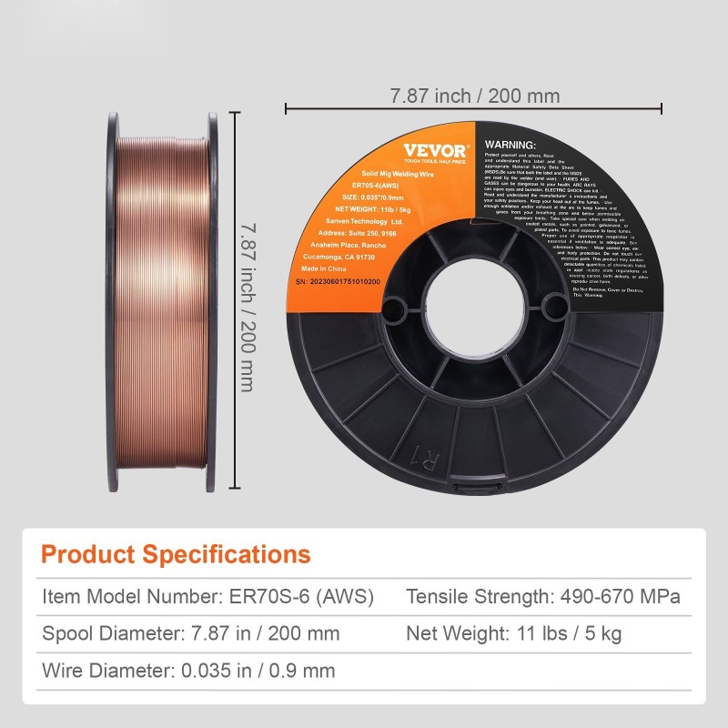 Kiinteä MIG-hitsauslanka ER70S-6 0,9 mm hiiliteräkselle 5 kg kelalla