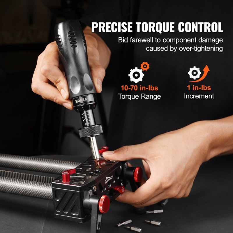 Momenttimeisseli alumiiniseosrunko 1/4-tuuman kärki 1,13–7,91 N·m 0,1 N·m askel