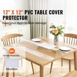 Pöydänsuoja läpinäkyvä PVC-muovinen 1,5 mm neliö 305x305 mm