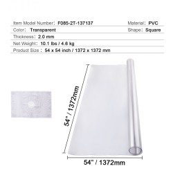 PVC-pöydänsuoja neliö 1372 x 1372 mm 2 mm paksu läpinäkyvä leikattavissa