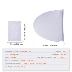 Pöydänsuojus läpinäkyvä PVC 1,5 mm pyöreä 1230 mm ruokapöydälle