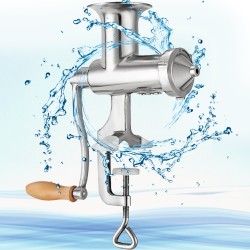 Manuaalinen vehnänorasmehupuristin 304 ruostumatonta terästä 86 mm syöttöaukolla irrotettavalla puukahvalla pöytäkiinnikkeellä