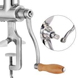 Manuaalinen vehnänorasmehupuristin 304 ruostumatonta terästä 86 mm syöttöaukolla irrotettavalla puukahvalla pöytäkiinnikkeellä