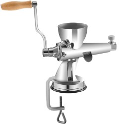 Manuaalinen vehnäorasmehustin ruostumatonta terästä leveällä syöttöaukolla imukupilla ja pöytäkiinnikkeellä