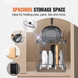 Kattila- ja pannujärjestäjä 2-tasoinen ulosvedettävä hiiliteräs 12,6 tuumaa leveä