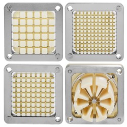 Sähköinen perunaleikkuri elintarvikekelpoinen ruostumaton teräs 4 teräsmuottia 6–13 mm