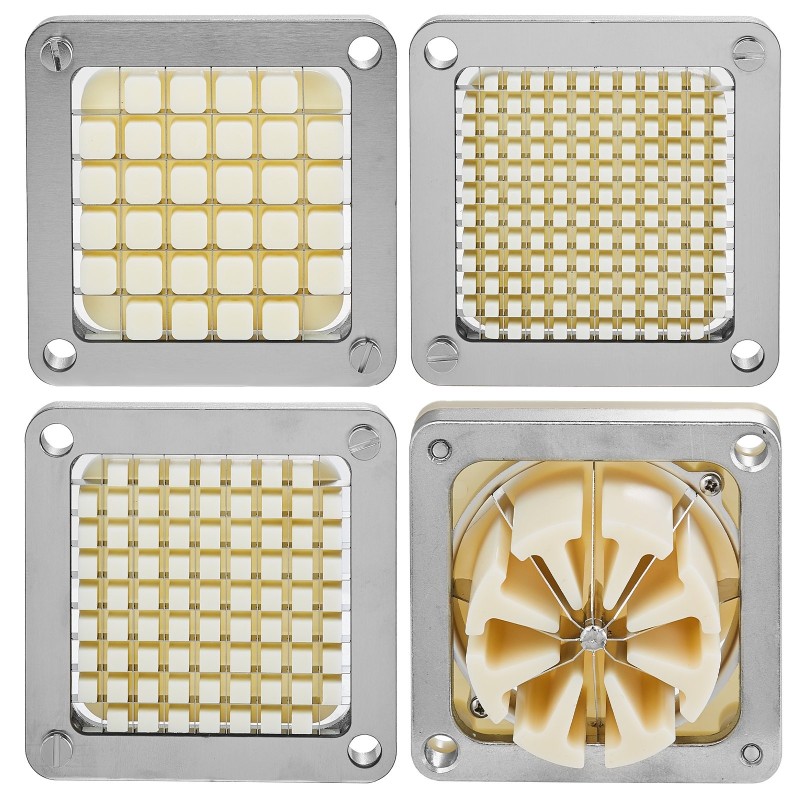 Sähköinen perunaleikkuri elintarvikekelpoinen ruostumaton teräs 4 teräsmuottia 6–13 mm