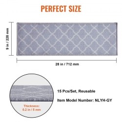 Portaiden liukuestematto polypropeenikuitu 711 x 229 mm 15 kpl vaaleanharmaa