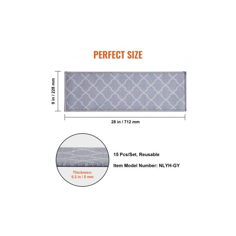 Portaiden liukuestematto polypropeenikuitu 711 x 229 mm 15 kpl vaaleanharmaa