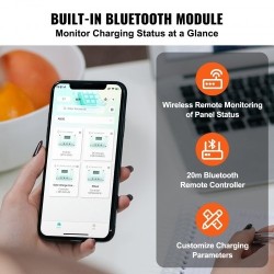MPPT-lataussäädin 30A 12V ja 24V automaattinen tunnistus Bluetooth-moduulilla 98% hyötysuhde