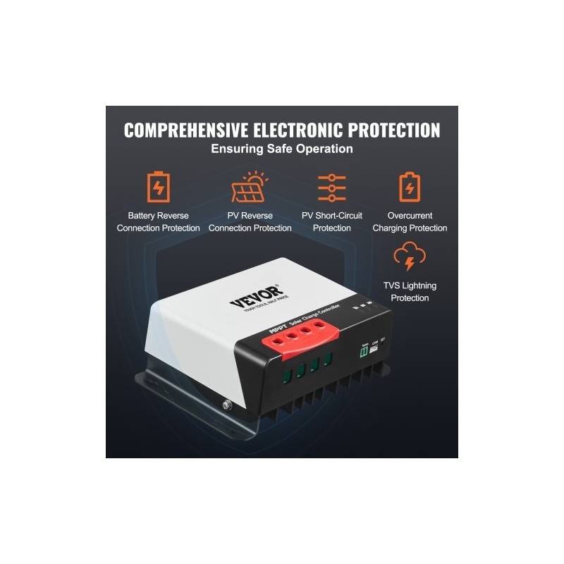 MPPT-lataussäädin 30A 12V ja 24V automaattinen tunnistus Bluetooth-moduulilla 98% hyötysuhde