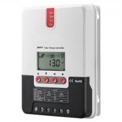 MPPT-lataussäädin 20 A 12V/24V automaattinen LCD-näytöllä lämpötilakompensoinnilla AGM-, geeli- ja litiumakuille